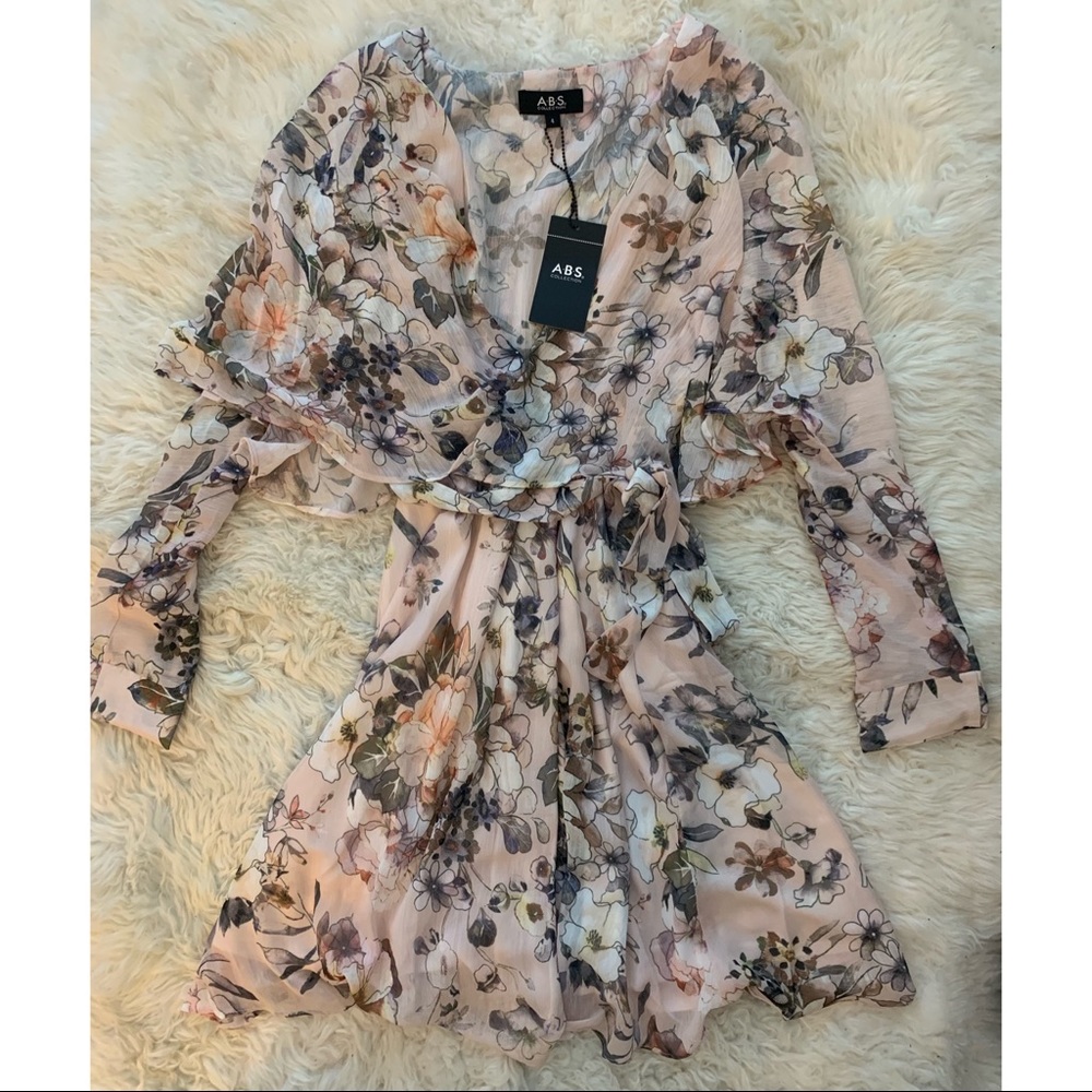 ABS Collection floral long sleeve wrap dress 4